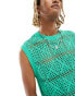 Native Youth crochet vest top in aqua green