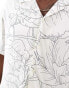 Jack & Jones oversized revere collar floral printed shirt in white