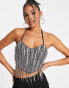 Фото #1 товара ASOS DESIGN embellished halter top with fringing in black