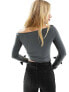 COLLUSION long sleeve of the shoulder top with ribbon cuff in grey