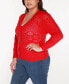 Фото #3 товара Black Label Plus Size Pointelle Button Front Cardigan Sweater