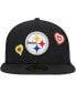 Фото #3 товара Men's Black Pittsburgh Steelers Chain Stitch Heart 59FIFTY Fitted Hat