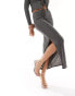 In The Style slinky maxi skirt co-ord in dark grey