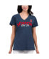ფოტო #1 პროდუქტის Women's Navy Distressed Boston Red Sox Key Move V-Neck T-shirt