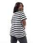 Yours 2 pack t-shirt in white & mono stripe