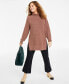 Фото #1 товара Women's Turtleneck Waffle-Knit Tunic Sweater, Created for Macy's
