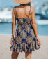 Women's Geo Print V-Neck Mini Beach Dress
