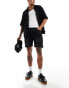 Pull&Bear slim fit ripped denim shorts in washed black