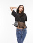 Topshop macrame tee in washed black