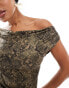 ASOS DESIGN cowl neck top in snake print