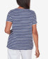 Petite Classic Neutrals Lace Neck Striped Split Hem T-shirt