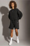 Фото #2 товара Sportswear Essential Fleece Yüksek Bel Kadın Siyah Pamuklu Şort- rahat kalıp
