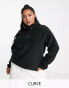 Фото #1 товара ASOS 4505 Curve – Ski-Sweatshirt aus schwarzem Fleece mit Druckknopfleiste