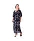 ფოტო #1 პროდუქტის Plus Size V-Neck Print Kimono Wrap Maxi Dress