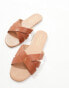 New Look Wide Fit cross strap sandal in brown