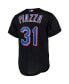 Фото #2 товара Men's Mike Piazza Black New York Mets Cooperstown Collection Mesh Batting Practice Button-Up Jersey