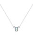 ფოტო #1 პროდუქტის Emerald Cut Opal Gemstone, Natural Diamond 14K White Gold Birthstone Necklace