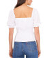 ფოტო #2 პროდუქტის Women's Eyelet Puff-Sleeve Peplum-Hem Top