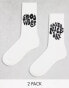 Фото #1 товара ASOS DESIGN 2 pack sock with positive slogans in white