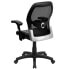 Фото #2 товара Mid-Back Black Super Mesh Executive Swivel Chair With Leather Seat And Adjustable Arms, Black Bonded Leather