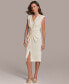 ფოტო #4 პროდუქტის Women's Pleat-Front Cap-Sleeve Sheath Dress