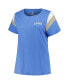 Фото #2 товара Women's Aidan Hutchinson Blue Detroit Lions Plus Size Sleeve Stripe Name Number T-Shirt