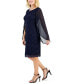Фото #6 товара Petite Round-Neck Long-Cape-Sleeve Lace Dress