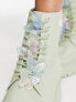 ASOS DESIGN Guava butterfly lace up wellies in mint green