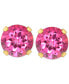 ფოტო #3 პროდუქტის Pink Topaz Solitaire Four Prong Stud Earrings (1-1/5 ct. t.w.) in 14k Gold (Also in Turquoise)