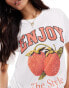 Stradivarius enjoy strawberry detail graphic t-shirt in white