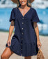 Фото #4 товара Women's Button-Up V-Neck Flounce Cover Up Dress