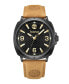 ფოტო #1 პროდუქტის Men's Bailard Wheat Genuine Leather Strap Watch, 44mm