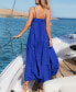 Women's Royal Blue Sleeveless Square Neck Midi Beach Dress