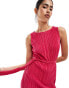 Фото #3 товара New Look plisse slash neck midi dress in bight pink