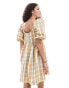 Фото #4 товара Glamorous square neck mini smock dress in beige check