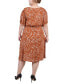 ფოტო #2 პროდუქტის Plus Size Short Sleeve Puff Sleeve Dress