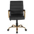 Фото #3 товара Mid-Back Black Leather Executive Swivel Chair With Gold Frame And Arms