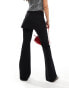 Stradivarius flare trouser with skirt in black Черный, 38 - фото #2