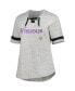 ფოტო #3 პროდუქტის Women's Heather Gray Minnesota Vikings Plus Size Lace-Up V-Neck T-shirt
