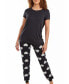 ფოტო #1 პროდუქტის Women's Kind Heart Modal T-shirt and Jogging Pant Pajama in Comfy Cozy Style, 2 Piece