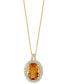 Фото #1 товара EFFY® Citrine (9-1/5 ct .t.w.) & Diamond (7/8 ct. t.w.) Halo 18" Pendant Necklace in 14k Gold