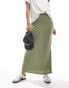 Фото #1 товара Vila slinky maxi skirt with split in green