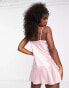 Фото #2 товара Miss Selfridge satin bow mini slip dress in pink