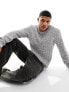 Фото #1 товара Selected Homme textured crew neck knit jumper in light grey