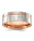 ფოტო #1 პროდუქტის Stainless Steel Brushed and Faceted Rose IP-plated Band Ring