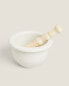 Ceramic pestle and mortar with wooden handle