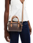 River Island mini monogrammed bowler bag in dark brown