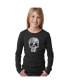 ფოტო #1 პროდუქტის Child Rock n Roll Skull - Girl's Word Art Long Sleeve T-Shirt