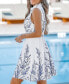 ფოტო #2 პროდუქტის Women's Floral Watercolor Sleeveless Standing Collar Mini Beach Dress