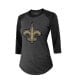 Фото #2 товара Women's Threads Tyrann Mathieu Black New Orleans Saints Name & Number Raglan 3/4 Sleeve T-shirt